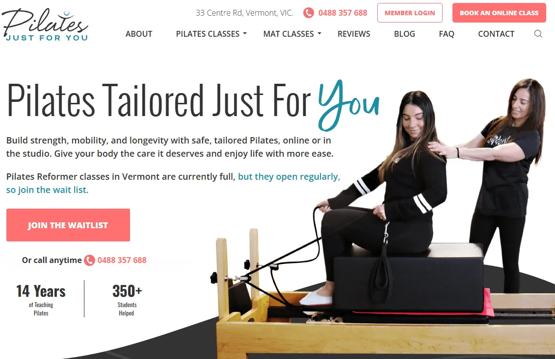 Pilates Just For You Vermont pilates and yoga studio in Vermont South, VIC
